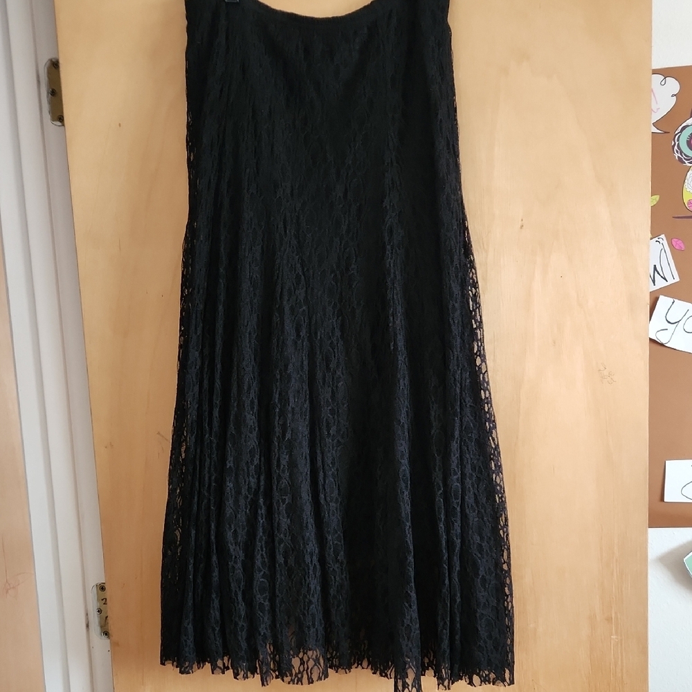 Elegant Black Midi Pleated A-Line Skirt
